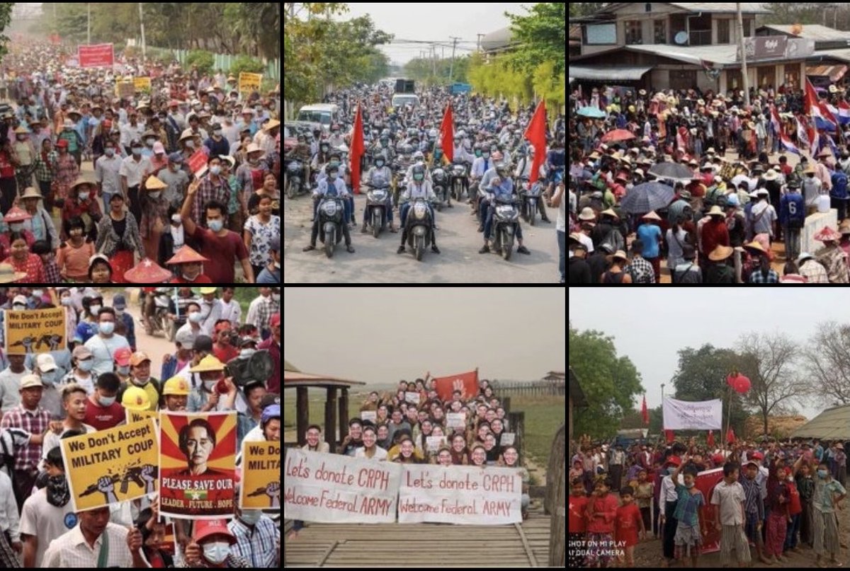 Just a few of the latest anti-junta protests in Myanmar. They continue. Every day. #WhatsHappeningInMyanmar