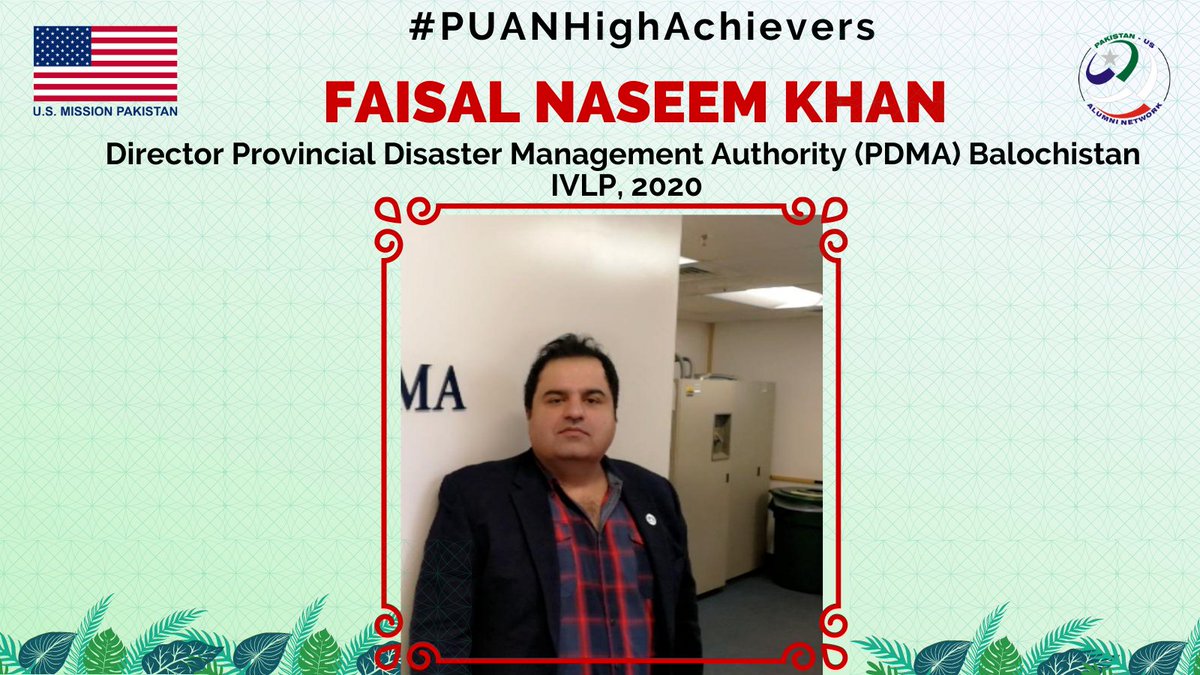 #HealthCareHeroes: Congratulations to Faisal Naseem Khan, Director Provincial Disaster Mgt. Authority (PDMA) Balochistan on receiving ‘Emerging Balochistan Award’. He is our IVLP, 2020 fellow &amp; has been working round the clock to keep us all protected from adversities of #COVID.