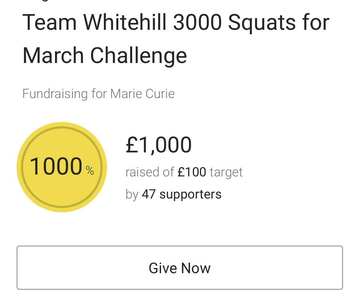 🚨 WE HAVE RAISED £1000 🚨 thank you to everyone who has supported us with our squat challenge. This is a phenomenal amount and we are so proud that we are able to give back to such an amazing organisation <a href="/mariecurieuk/">Marie Curie</a> <a href="/RossClift/">Ross Clift</a> <a href="/Whitehill_PE/">Whitehill PE</a>
