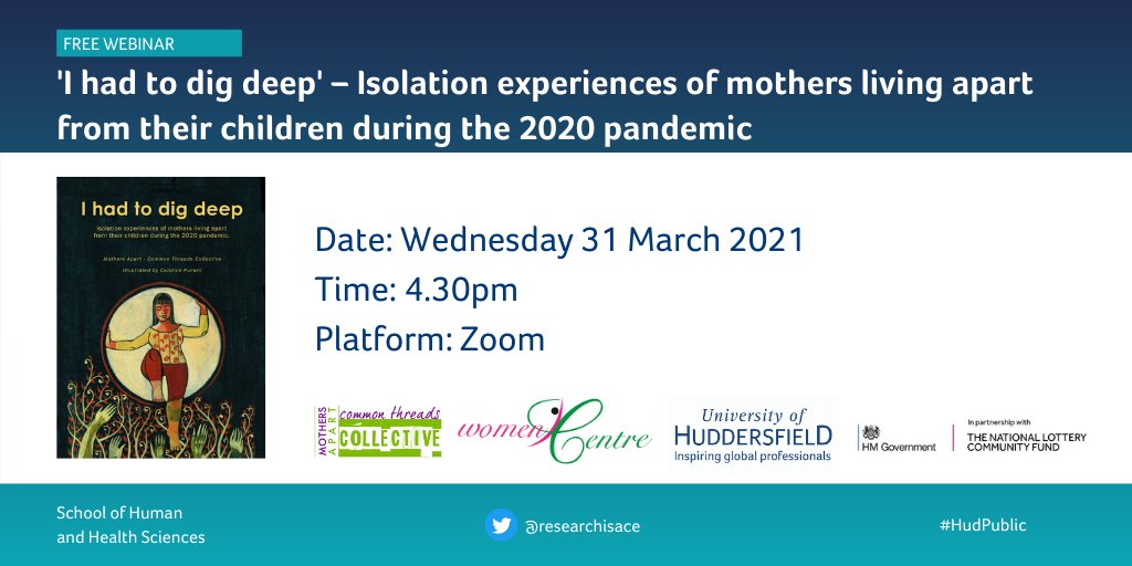 Hud_HHS's tweet photo. There’s still time to book your ticket for this afternoon’s webinar on mothers' lived experiences of separation from children during the #COVID19 #lockdown - chaired by Professor of #SocialWork Brid Featherstone @Acsocialwork https://t.co/FwA2I4VMZk #HudPublic @WomenCentreCK https://t.co/tTzTByq17y