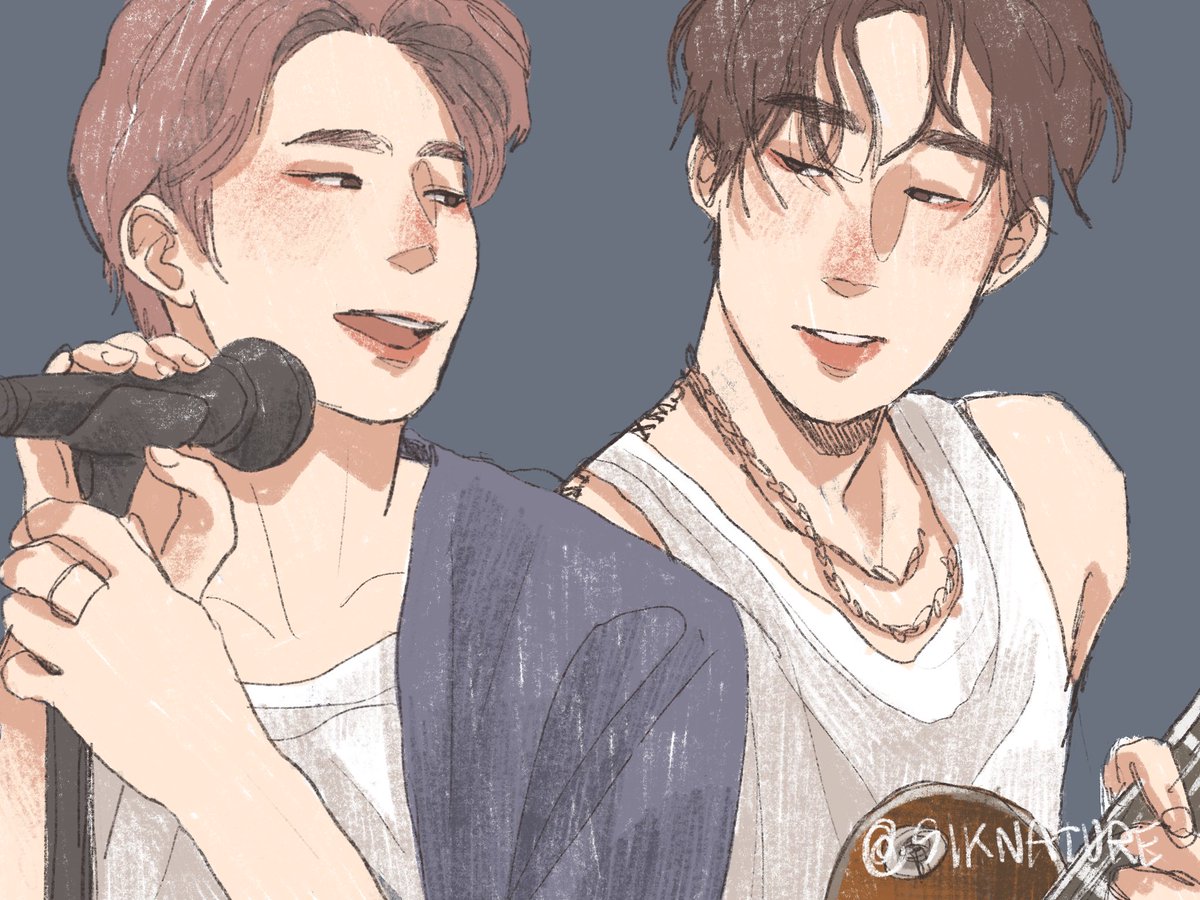 WooSiknature's tweet photo. Sugar eyes contact on the stage. (SeungSeung Bandmate AU) 
#อูชิก #슨숨 #2SEUNG https://t.co/pgF0kmIBgx