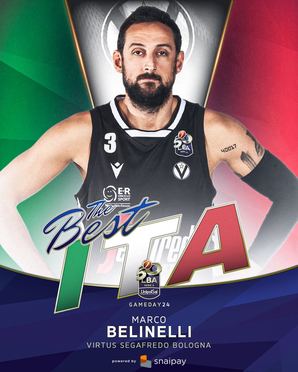 LegaBasketA's tweet photo. È Marco Belinelli #TheBestITA🇮🇹 Snaipay della 2⃣4️⃣🅰️ giornata #LBASerieA @UnipolSai_CRP!
L'esterno della @Virtusbo ha raccolto la maggioranza delle vostre preferenze nelle nostre votazioni social
#TuttoUnAltroSport
#LBA50 https://t.co/hgY3PuUPoJ