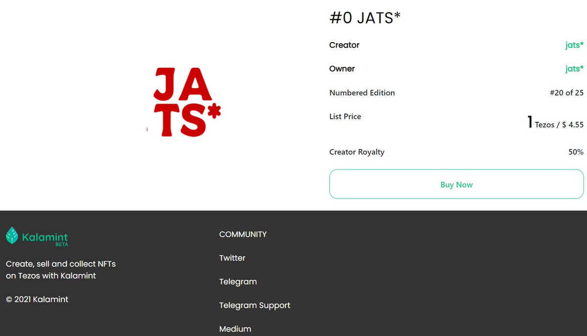 JATSNFT's tweet photo. Don't miss the #0 JATS* Collectible🥰

Only 7 out of the 25 "bouncing" JATS* still available.

Discover it on @kalamint_io 

#nftcollectors #Cryptoart #NFTartist https://t.co/Kh9nE284cK