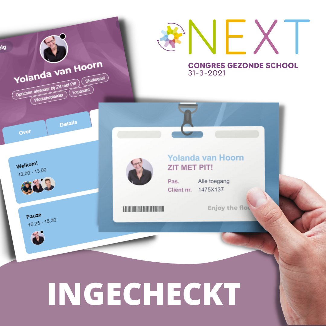Hoe een online congres ook een echte beleving kan zijn! Een filmpje met een 'echte' mevrouw die je incheckt en vervolgens je persoonlijke badge aanreikt, helemaal top!
.
#zitmetpit #gezondeschool #wieblie