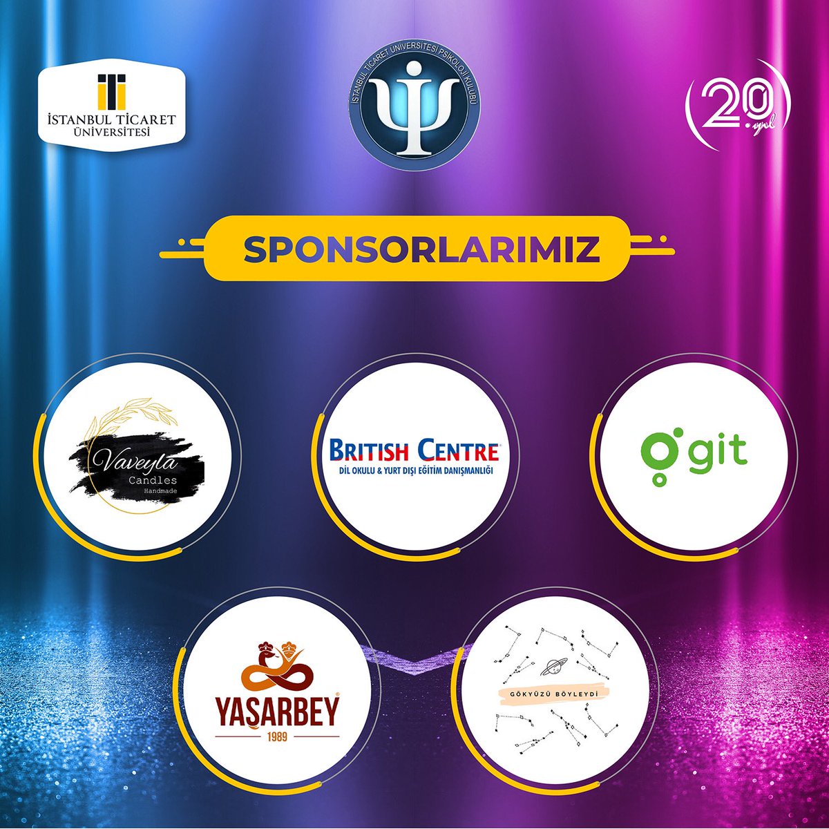 TicaretPsi's tweet photo. Özenle hazırlandığımız 9. Psikoloji Günlerimizde emeklerimize şahit olup bu süreçte bizi yalnız bırakmayan sponsorlarımız ve yanımızda olan destekçilerimize çok teşekkür ederiz.
.
.
#webinar #britishcentre #gitkargo #kampustenevar #gelişimnoktası #askıdanevar #aiesec #psikoloji https://t.co/WdtARIrwhe