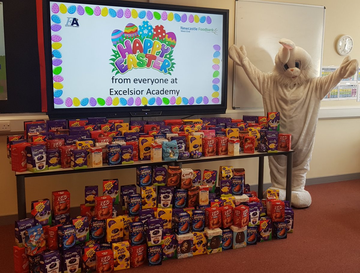 ExcelsiorAcad's tweet photo. It was great to meet Laura from @WEFoodbank and drop off some Easter eggs that were donated by staff at EA. We hope that these put smiles on the faces of those that rely on the support of the amazing volunteers. Happy Easter from everyone at Excelsior Academy #HappyEaster 🐰🐣 https://t.co/wNv3eQIGVQ