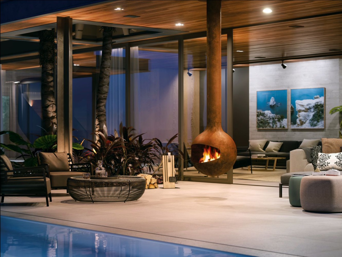 HANG FIRE - <a href="/FocusCreation/">Focus Creation</a> Outdoor Hanging Fireplaces - mailchi.mp/industrypublic…  #suspendedfireplace #madeinfrance #outdoorliving #handcrafted