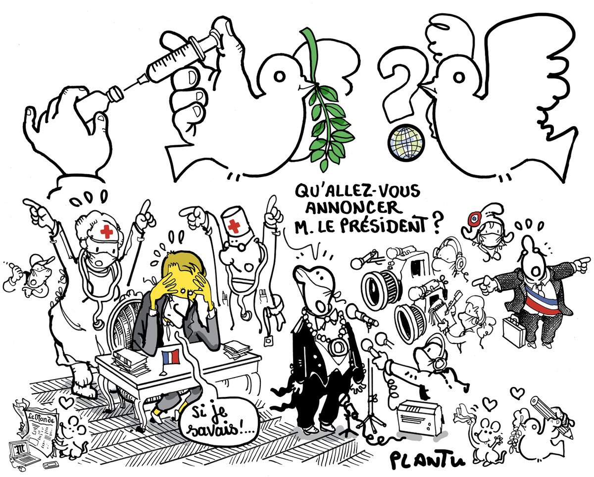 lemondefr's tweet photo. Son premier dessin a été publié en page 2 du « Monde » en 1972, et son trait aura accompagné les lignes du journal durant cinquante ans. 

Plantu signe aujourd'hui son dernier dessin dans « Le Monde ». https://t.co/ItlujuUlEI