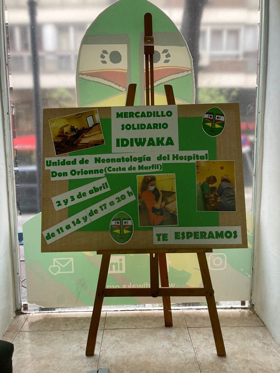 ¿Sin poder salir de Madrid en Semana Santa? 😟 ¡Tenemos el plan perfecto! 🎊🎉 Mercadillo de Idiwaka el viernes 2 y sábado 3 de abril en c/Blasco de Garay 18. Todos los beneficios irán destinados a la unidad neonatal del hospital Don Orionne (Costa de Marfil). ❣️ ¡Te esperamos!