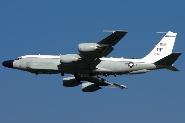 ItaMilRadar's tweet photo. USAF RC-135W (62-4134) departed Souda Bay AB making ISR mission off #Crimea https://t.co/2IefU5pkUk