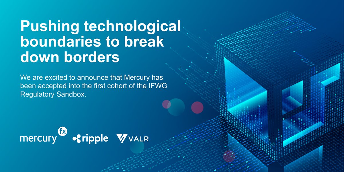 mercuryfxglobal's tweet photo. We are excited to announce that Mercury has been accepted into South Africa's IFWG Regulatory Sandbox.
We’ll be working closely with our partners @Ripple and @VALRdotcom to shake things up and make moving money faster, more cost-effective and around the clock. https://t.co/UUOCI4Lp9w