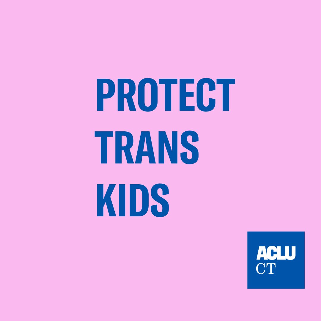 Pink meme with the words "Protect Trans Kids" with the ACLU-CT logo in the corner. 