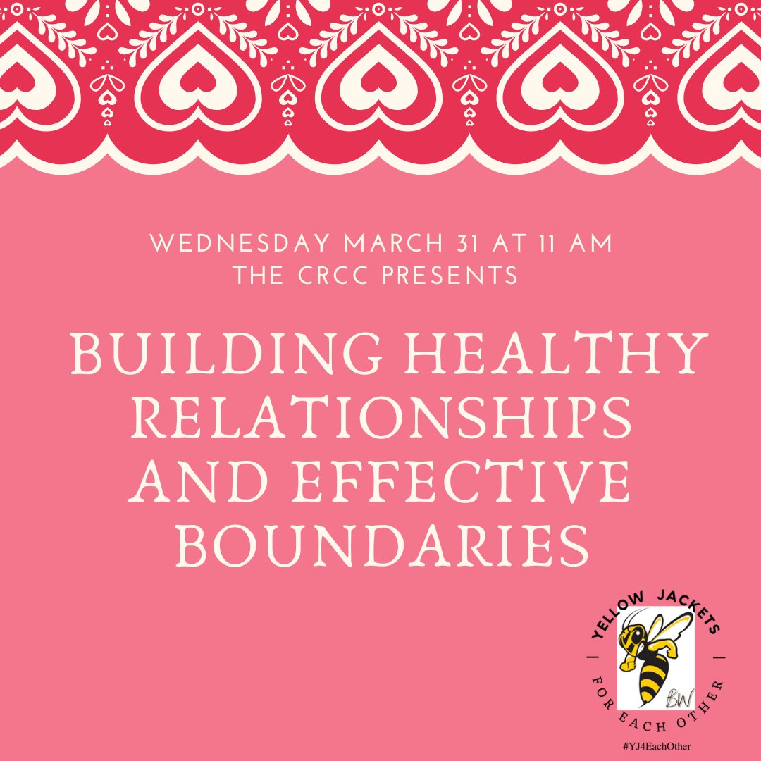 TOMORROW!! Join this workshop to spark conversation around what a healthy relationship is and looks like. Participants will learn the importance of respecting boundaries, affirmative consent as well as signs of abuse.
3/31 | 11am-12pm