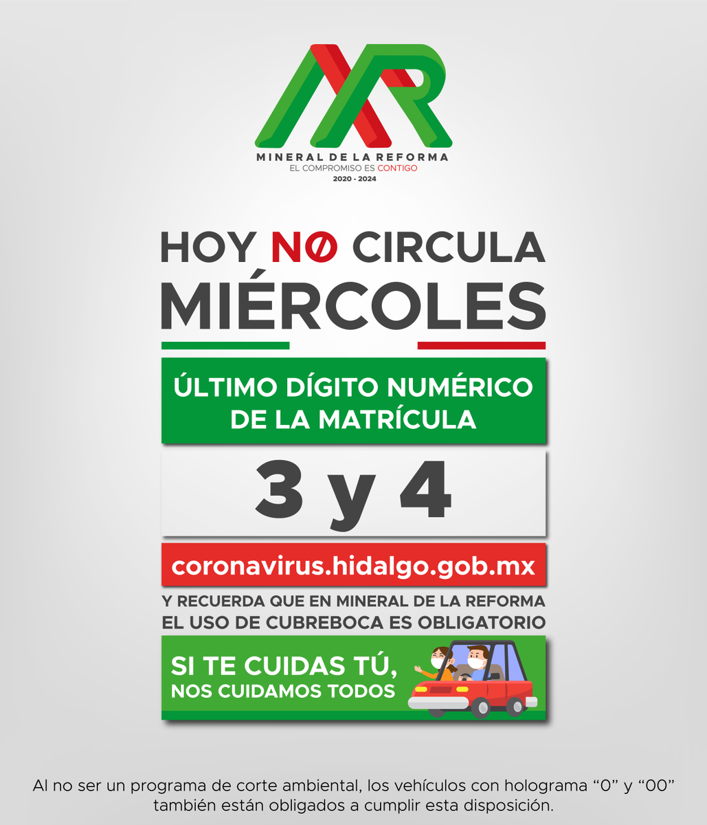 AMineralReforma's tweet photo. La pandemia nos ha llevado a extremar las medidas de prevención con el fin de salvaguardar la salud de las y los mineralreformenses.
En coordinación con el gobierno estatal se optó por reducir la movilidad en el municipio.
#Quenosetepase #MineralDeLaReforma #ElCompromisoEsContigo https://t.co/B07E0TEmOv