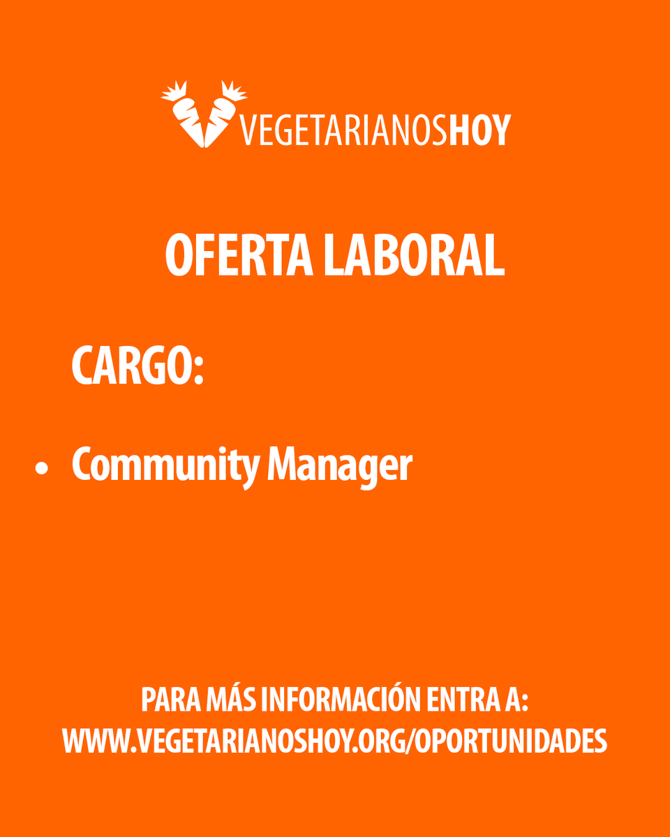 Gaston_Sabres's tweet photo. En Fundación @VegetarianosHoy buscamos #CommunityManager, pueden postular residentes en Chile, México, Colombia y Argentina 🇨🇱🇨🇴🇦🇷🇲🇽
Para detalles, ingresa acá https://t.co/a7zww2DAXH
#HayTrabajo #HayPega #HayChamba #HayLaburo #HayJale #Postúlate #Postula #Vacante #HayVacante https://t.co/XXo5Wf79TK
