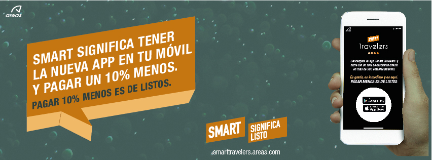 Ser #smart significa pagar un 10% menos en tu compra. ¡Porque pagar menos es de listos! 😜

Descárgate ya la app de #SmartTravelers y empieza a viajar de manera inteligente. Es gratis, es inmediato y es aquí 📲 smarttravelers.areas.com