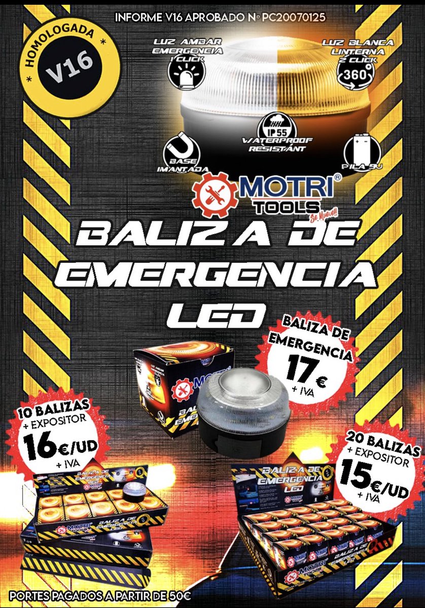 MotriTools's tweet photo. QUIERES CONSEGUIR TU BALIZA DE EMERGENCIA ( V16 ) HOMOLOGADA ?

Pincha en el siguiente enlace y hazte de ella 👎
https://t.co/wF9pa3ifjt

No te quedes sin ella 

MOTRI TOOLS se mueve ..... https://t.co/X5mgCphRQ3