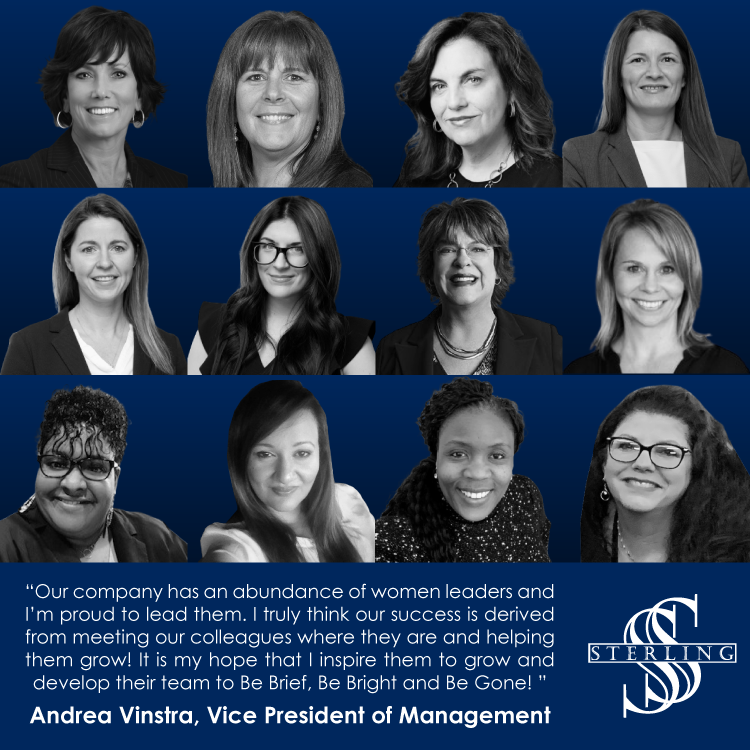 TheSterlingGrp's tweet photo. As we close out Women's History Month, let's take a moment to celebrate the women in leadership who lead, develop, and inspire our teams daily. #oursterlingstory #womenshistorymonth #womeninleadership https://t.co/1H6SobPLJQ