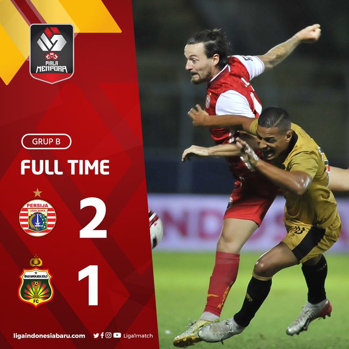 Skor akhir Persija Jakarta 2-1 Bhayangkara Solo FC