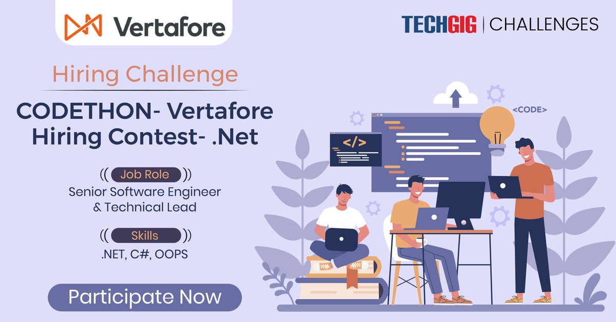 techgigdotcom's tweet photo. Last 4 days remaining!
Hurry, participate in CODETHON- @Vertafore Hiring Contest and showcase your .Net skills @ https://t.co/M1BVgkDKZZ &amp; become part of their amazing team.
#TechGig #CodeWithVertafore #Codethon #WorkWithVertafore #VertaforeIndia #PeopleOfVertafore #TechCommunity https://t.co/vXCwANZKdh