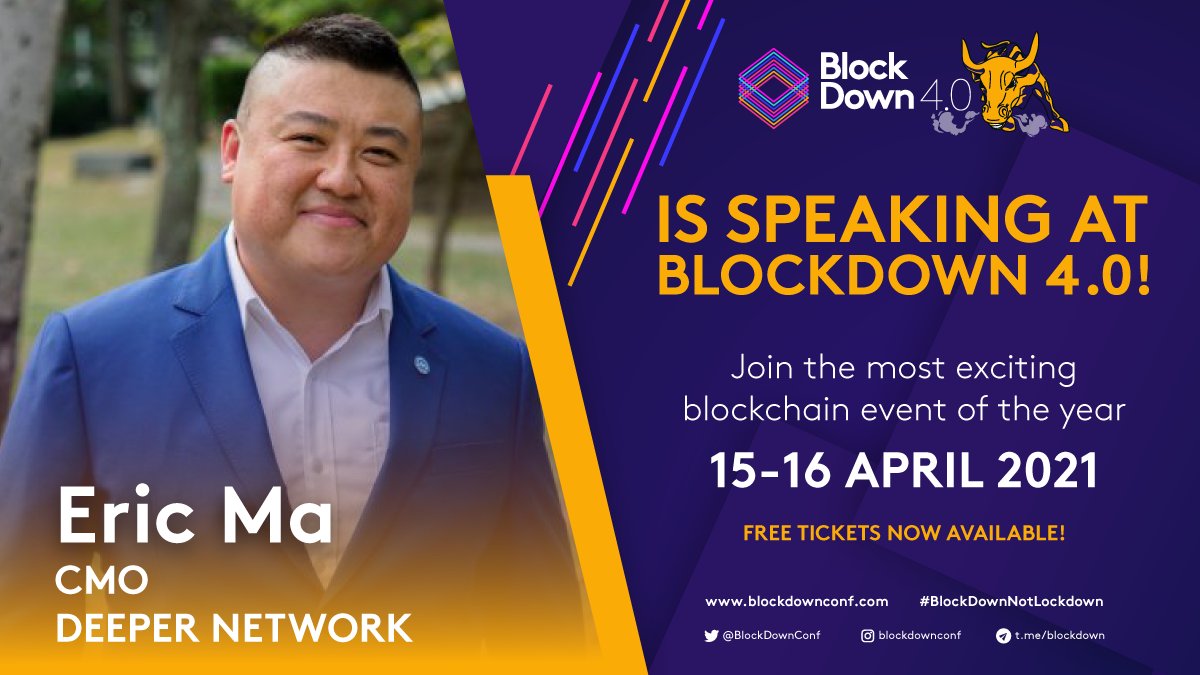 helloericma's tweet image. I'm speaking about @deeper_network at BlockDown 4.0 on April 16th from 6:40-6:55pm (UTC + 8)! Join me at @blockdownconf and don't forget to get your free ticket at blockdownconf.com/tickets/!

#BlockDownNotLockDown #BlockDown2021 #BlockDown4 #DeeperNetwork #DPR