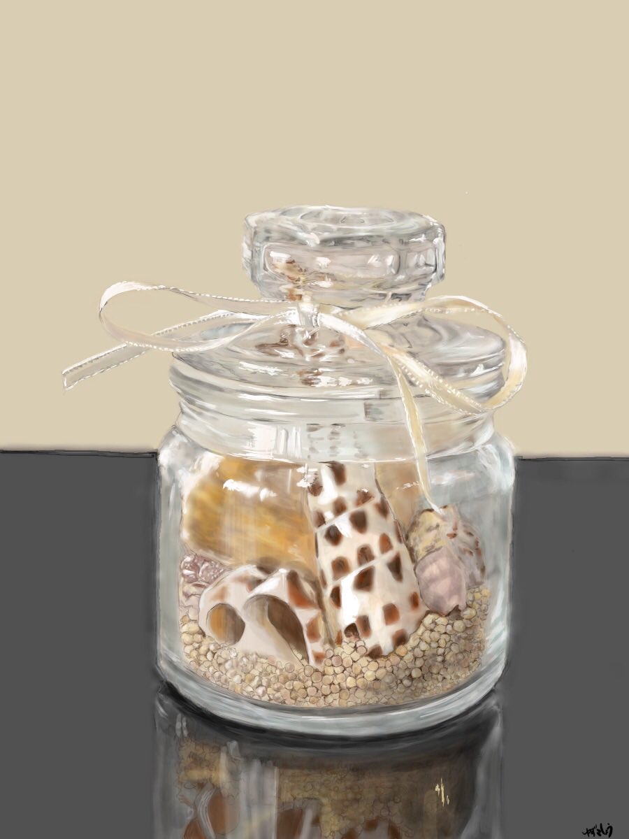 ゆずこしょう 貝殻瓶描いた 貝殻 イラスト 絵描きさんと繋がりたい