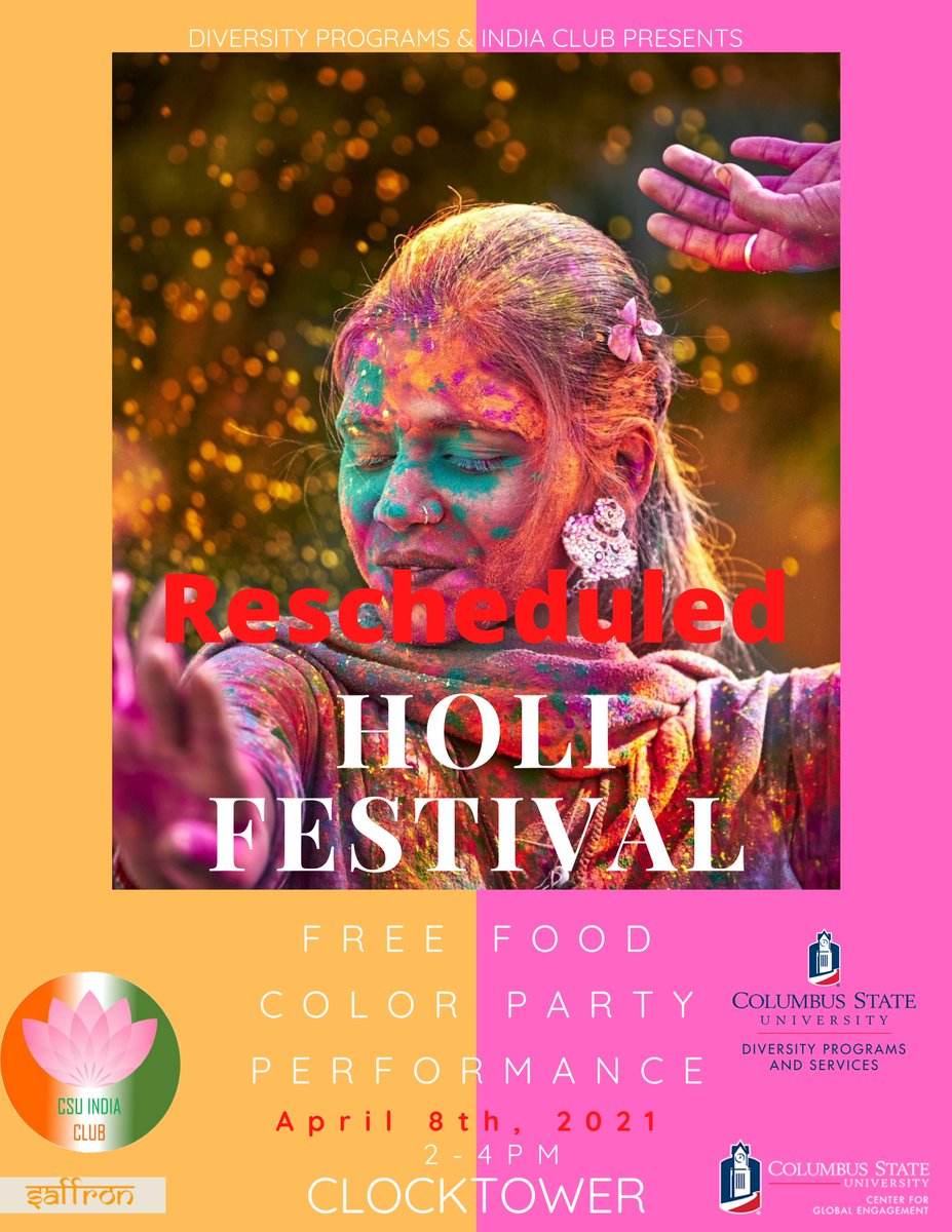 UPDATE: Diversity's Holi Festival has been rescheduled for April 8, from 2-4pm!