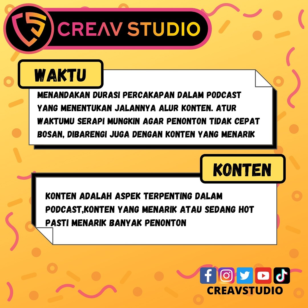 CreavStudio's tweet photo. Jumpa lagi creavers
Sudah tau aspek dalam podcast belum nih? Kalau belum yuk simak aspek penting yang harus diperhatikan saat podcast🔥
#sewastudiojakarta #sewastudio #studiopodcast #studiorekaman #studiomurah #murah #podcast #podcastindonesia #sewastudiopodcast #likesforlikes https://t.co/08cjoovWJu