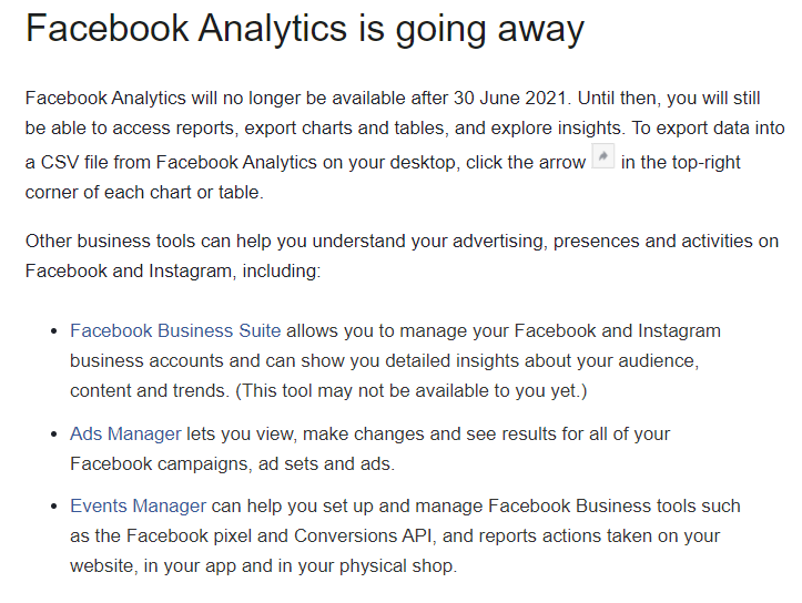 CorinaPerjan's tweet photo. Facebook Analytics is going away!

It's interesting that #Facebook seems to be aiming to limit access to insights just to #business pages. 

Let's see what Facebook Business suite has to offer 💡

https://t.co/9HOk660AeN

#facebookanalytics #smm https://t.co/KSh1Xs3uJy