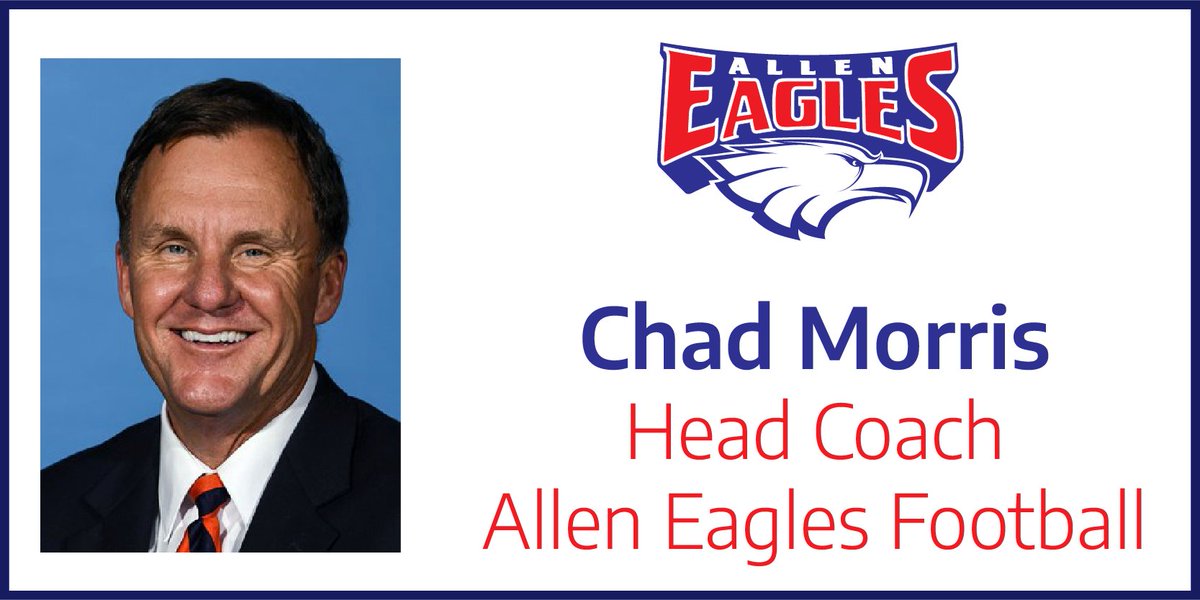 We are pleased to announce Chad Morris as the new Head Coach of the Allen Eagles football program. Coach Morris brings a wealth of experience from the high school and collegiate ranks to Allen. Read more at bit.ly/3m7RGxL.