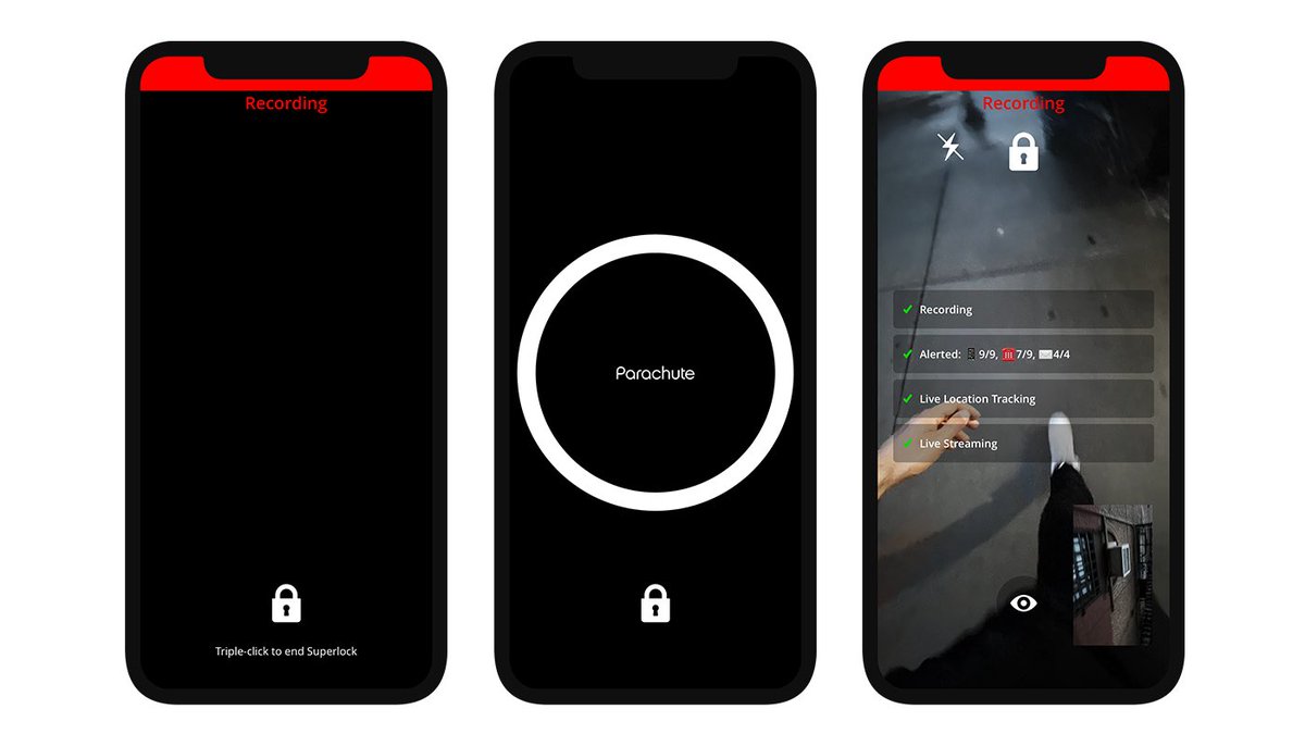 isntimaan's tweet photo. To any of you shook up by the Sarah Everard case and worried about your own personal safety, download the parachute app. It’s discreet and works quickly and effectively to record and livestream your incident whilst sending all of this to your contacts- be safe❤️ https://t.co/hPQpYDLRk7