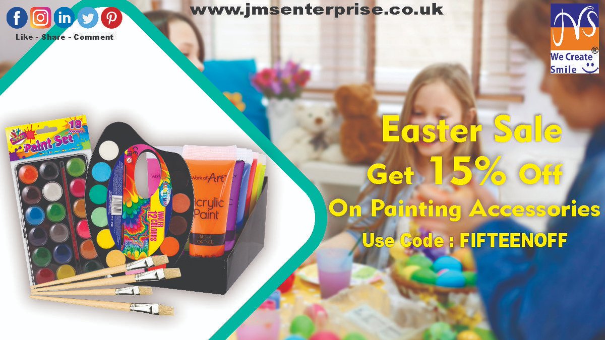 JMSMedia1's tweet photo. Set Your Imagination On Fire with our Range of Art and Paint Accessories 
Click on the link below and get 15% Off 
https://t.co/M7KbyKAwRX
#easter #easteregg #GoodFriday #sale #deals #eastermonday #plastic #FestiveOrders #egg #bunny https://t.co/f82S1r31Qf