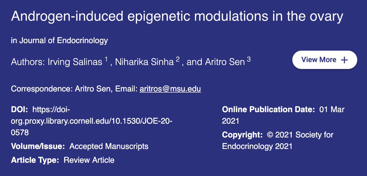 CornellOvaryLab's tweet photo. #New review published in @JEndocrinology discusses recent evidence on the role of androgens on the ovary, in particular how androgen-induced transcriptional regulation &amp; extra-nuclear signaling lead to epigenetic modifications 

Link:  https://t.co/gBw5z4MikU https://t.co/hkLs8QH1fq