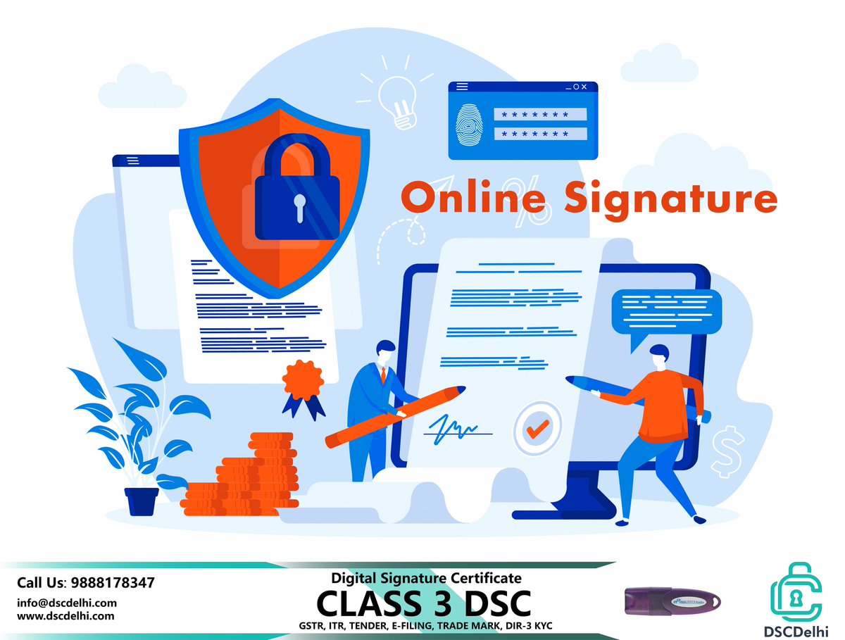 Dsc_provider's tweet photo. Get #DigitalSignature online from DSCDelhi with Paperless Process. Sign any document online and generate your own handwritten personal #digitalsignature to be used for #PDFsign, Emails, Banks, ticketing, etc. Any DSC related queries call us at 7982888494/
https://t.co/LsOQa9597v https://t.co/Le3jyft6Ix