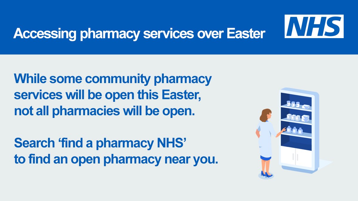 This #Easter, find out which pharmacy is open near you — so you can get the medicines and advice you need. nhs.uk/service-search…