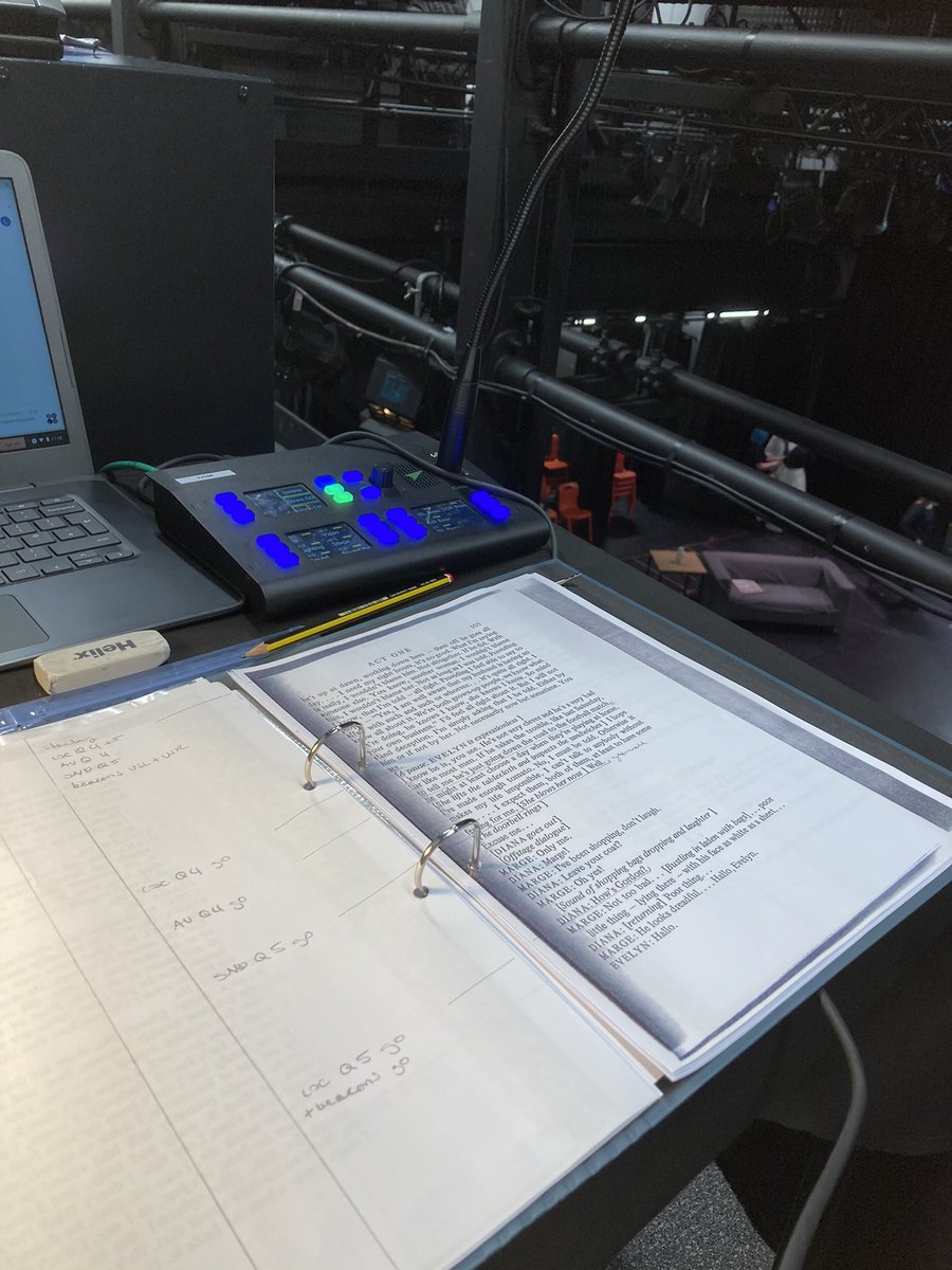 ElleryTurgoose's tweet photo. Been back to the DSM desk to cue a mock tech run today. It was great to work with the technical operators, costume, and the stage management team, to ensure an efficient run. Any advice for calling shows would be great to hear! @LCC_Backstage @SMAssoc @TheSMNEST #stagemanagers https://t.co/pDw1Lnl1mX