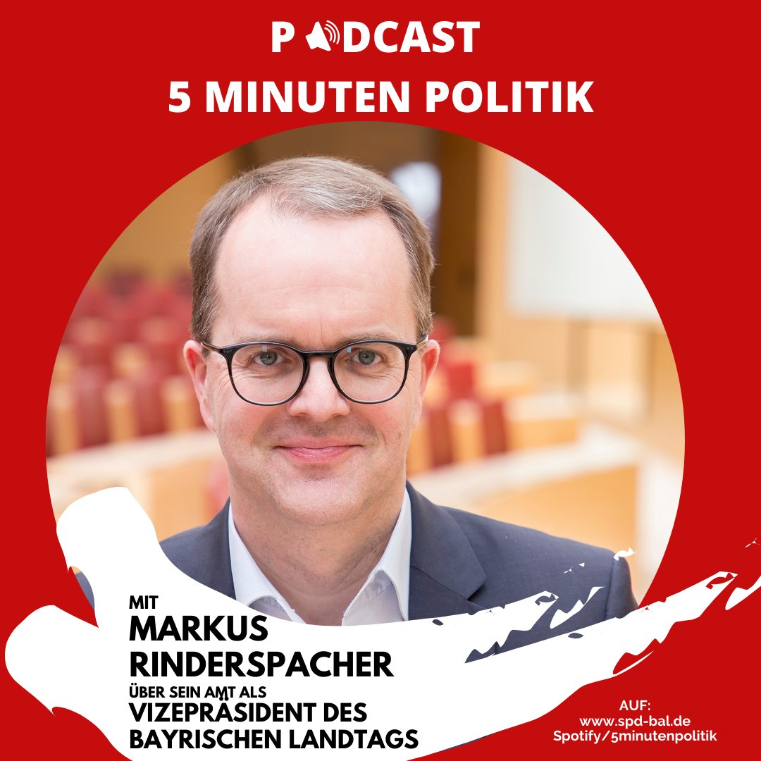 Neue Folge #5MinutenPolitik
Diesmal mit <a href="/m_rinderspacher/">Markus Rinderspacher</a> - 
<a href="/MaierKilian_/">Kilian Maier</a> spricht mit ihm über sein Amt als Vizepräsident des <a href="/Landtag_Bayern/">Bayerischer Landtag</a> &amp; seine polit. Themen.
Und wie in der Politik üblich, wird zeitlich etwas überzogen ;)
open.spotify.com/show/7tIPJvJH7… #Podcast #Politik #Bayern