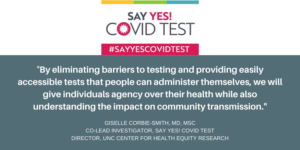 In partnership with @uncCHER and <a href="/CCPH_News/">CCPH</a>, DCRI will co-lead a new program, #SayYesCOVIDTest, to bring self-administered #COVID19 testing to two communities and help reduce community transmission. More: bit.ly/3sFgAYe