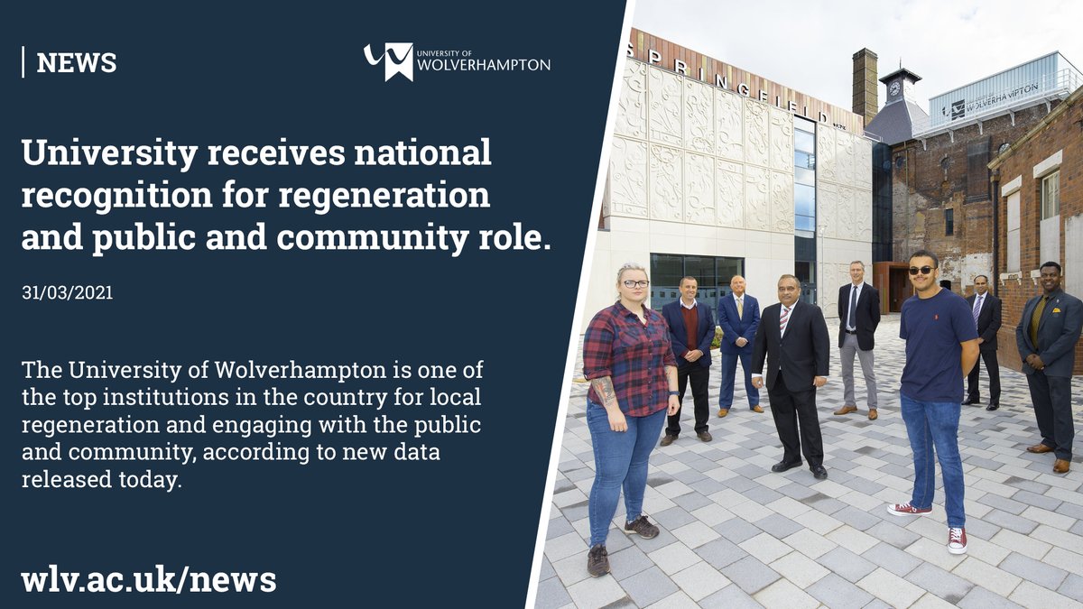 The University of Wolverhampton is one of the top institutions in the country for local #regeneration and engaging with the public and community, according to new data released today from <a href="/ResEngland/">Research England</a>'s Knowledge Exchange Framework (#KEF21).

Read more 👉 wlv.ac.uk/news-and-event…