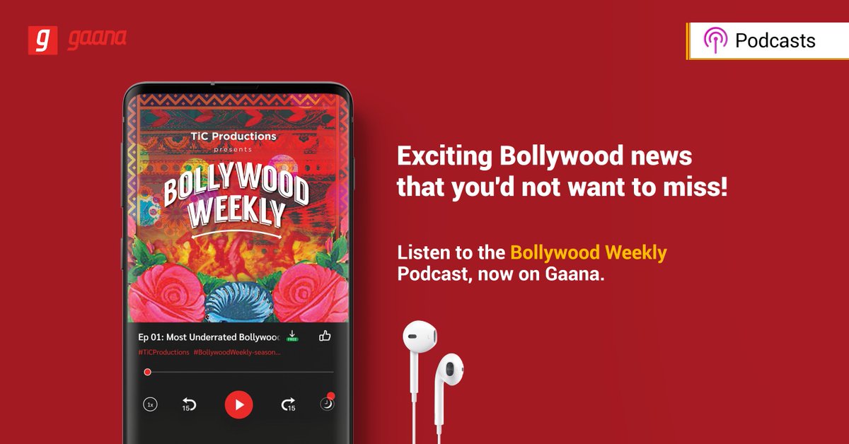 gaana's tweet photo. Things that truly matter in Bollywood, away from the clutter of gossip and rumor! Listen to the '#BollywoodWeekly' podcast, now on Gaana: https://t.co/Igax0AuQub 

@productions_tic #OnlyOnGaana #GaanaPodcast https://t.co/npeG7QjOhS