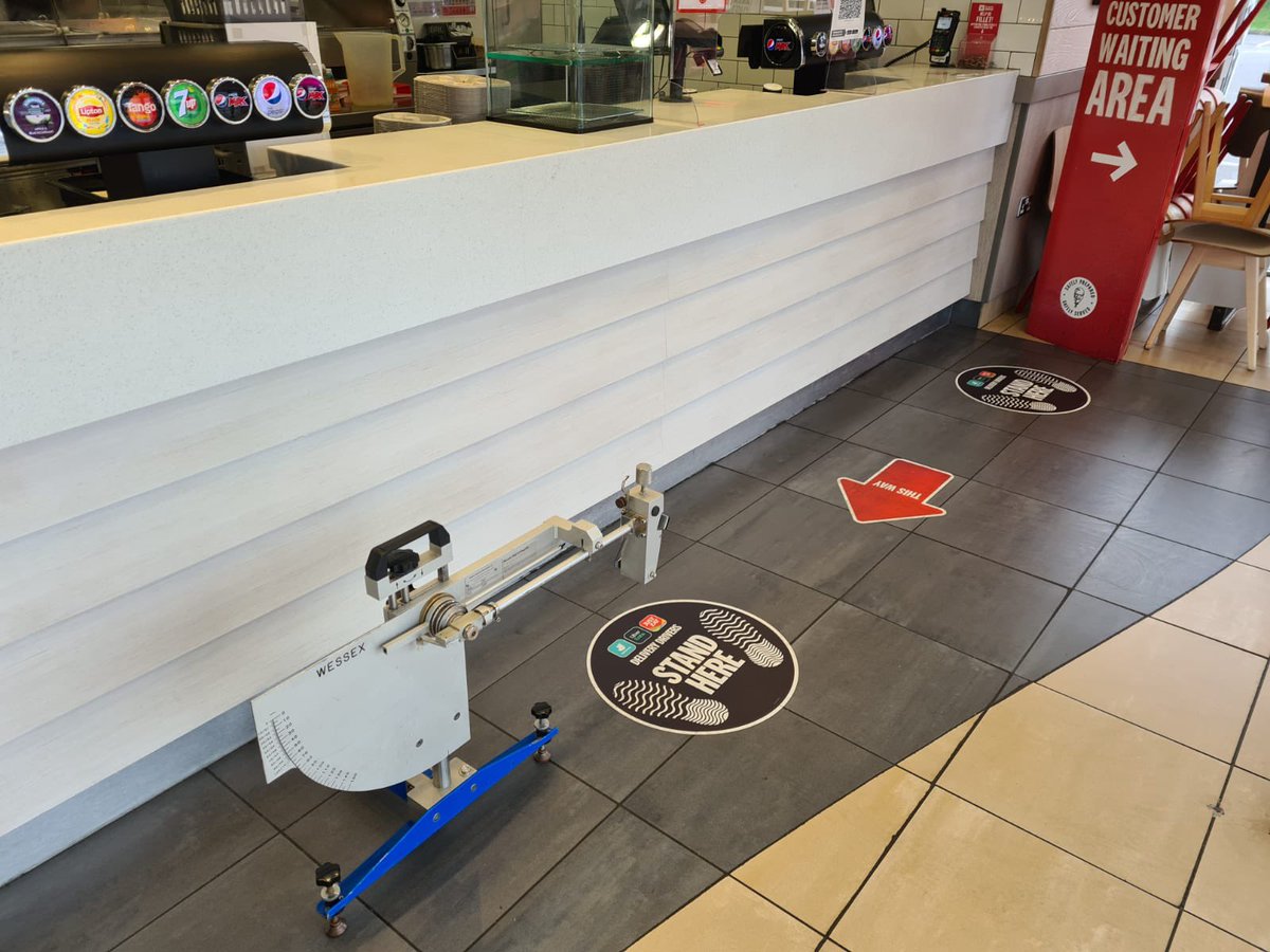 SlipTestingUK's tweet photo. Good morning from sunny Bournemouth 😎☀️ is it too early for a chicken burger?! 😂 #KFC #sliptesting #safefloors #nonslipfloors https://t.co/dJUSuJgRLF