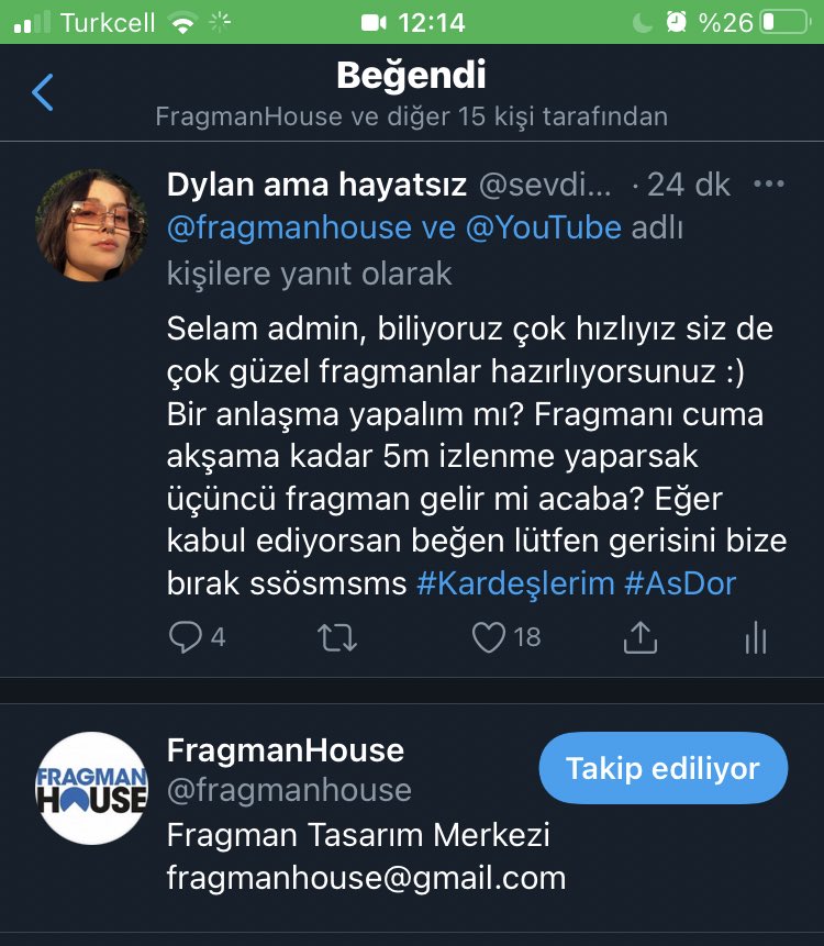 dylan on twitter arkadaslar fragmani 5m yaparsak 3 fragman geliyor adminden sozu aldim hadi asdor fc cumaya kadar izlenmede rekor kiraliiim kardeslerim https t co q0jhus5gyc twitter