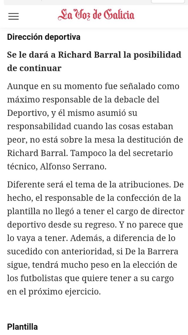 De verdad que me gustaría que alguien me explicara cómo es posible que se esté planteando el ofrecer la continuidad a Richard Barral, después del desastre demostrado por él en los últimos años.
