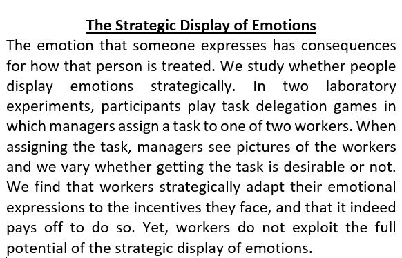 TiUEconomics's tweet photo. Boris van Leeuwen (@BorisLeeuwen) will lead today's #Wednesdayworkshop. He will present his paper "The Strategic Display of Emotions" https://t.co/ql5FT2p2UJ #Strategicdisplay #Emotions #study #strategically #laboratoryexperiments #task #delegation #games #managers #workers https://t.co/6kJlJk0xTE