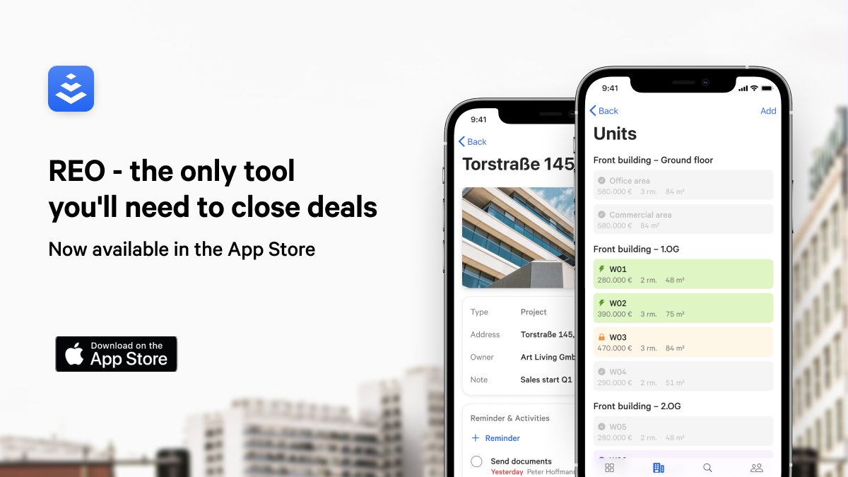 reo_crm's tweet photo. We are live on the App Store🍎

Our mission is to empower people in real estate to do their best work. We started 4 months ago to write the first line of code. Today we are live in the App Store. More sweet features coming.👀 https://t.co/e1xR05k73U
