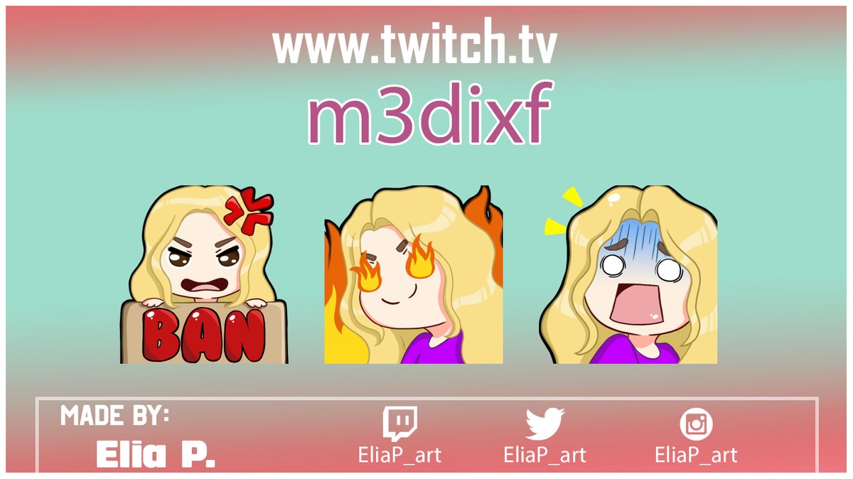 EliaP_art's tweet photo. Emotes for m3dixf
#twitch #twitchtv #emotes #TwitchEmoteArtist #twitchemotes #badgets https://t.co/7FUraBUcJi