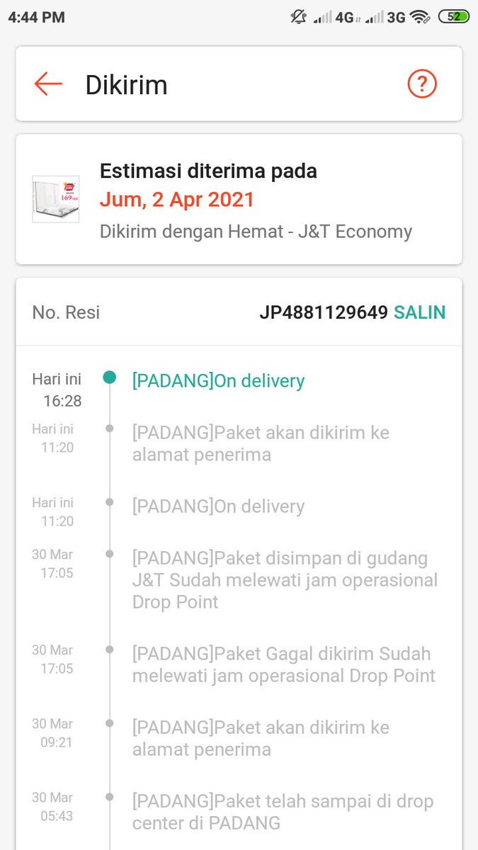 indahcherry's tweet photo. @jntexpressid halo. Paket saya dr kemaren statusnya on delivery tp knp ga nyampe2 ya? Mohon responsnya. Terimakasih https://t.co/6wLL9KfAAO