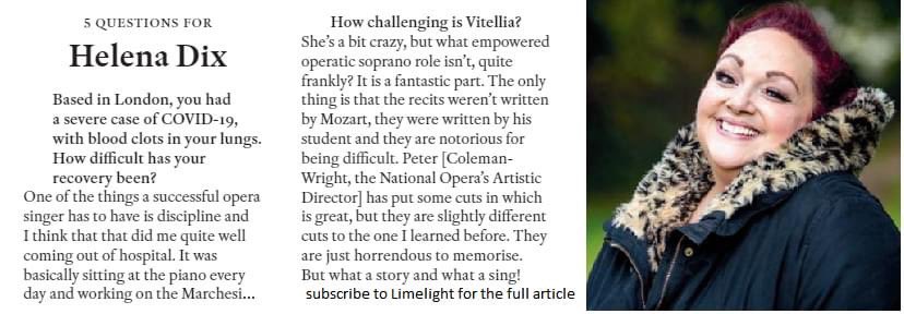 NatOpera_CBR's tweet photo. Check out Helena Dix Soprano's 5 Questions article in the current edition of Limelight.Helena will appear in the role of Vitellia for "La Clemenza di Tito"; National Opera's FIRST production.

Tickets are on sale now at https://t.co/yXdzJijOEP https://t.co/XJAYCSBuW5