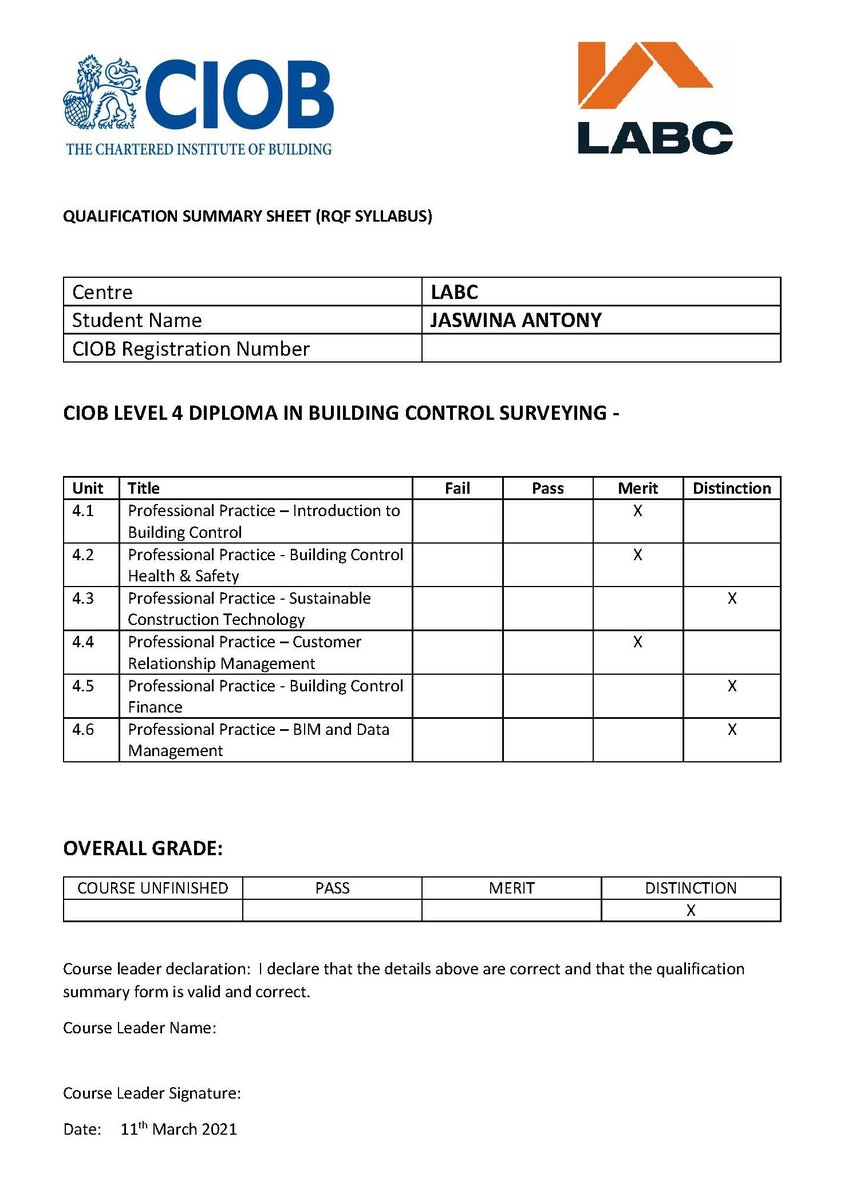 RedbridgeBC's tweet photo. @RedbridgeBC are very happy to announce that out #Trainee Building Control Officer Jaswina Antony has achieved a Distinction for her CIOB Level 4 Diploma in Building Control Surveying. Well done Jas👏 🙂@RedbridgeLive @BrettLeahy1 https://t.co/hOuaxMjz0J