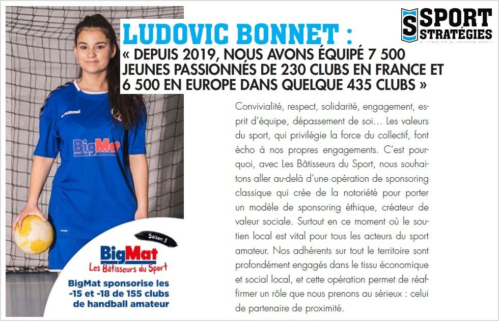 BigMat_France's tweet photo. #LesBâtisseursduSport saison 3 : dans le dernier numéro de @SportStrategies, Ludovic Bonnet, Directeur Marketing et Communication de #BigMat, revient avec @clyde_jouve sur l'engagement du groupement pour le #sport amateur, durement touché par la crise https://t.co/ZqsYpnYZMK